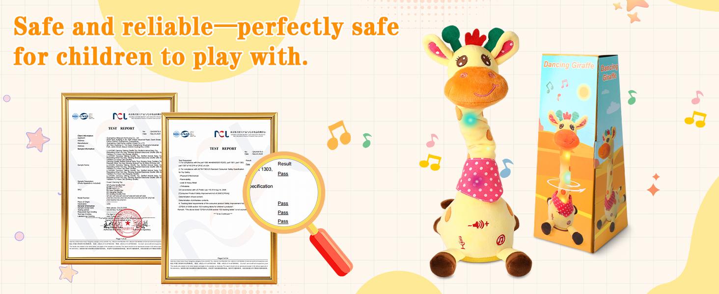 Dancing Talking Giraffe Toy, Repeating What You Say Stuffed Animal, Glowing Musical Electronic Plush Toy, Gift for Kids Toddlers