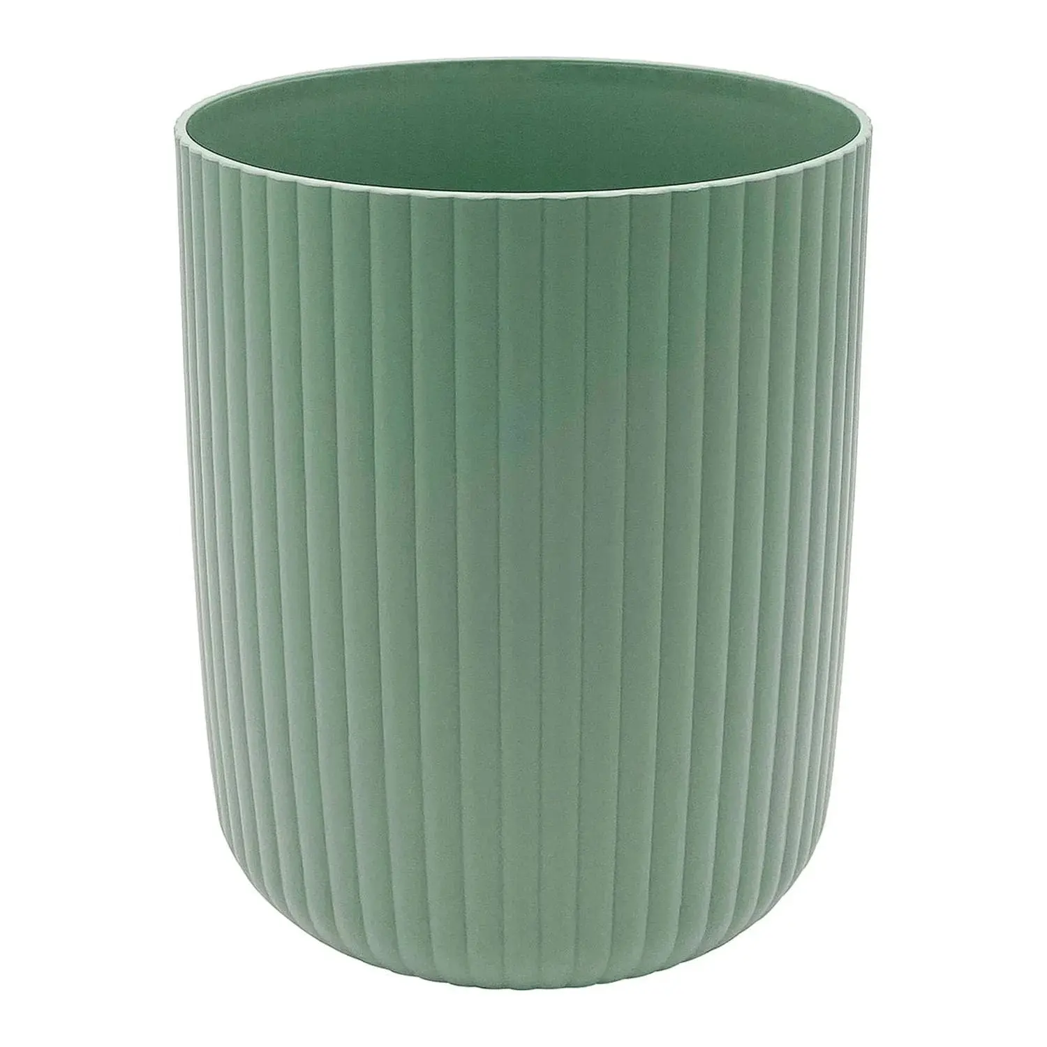 1.64 Gal Open-Top Compact Plastic Ribbed Texture Wastebasket - Minimalist Vanity Bin for Bathroom, Indoor/Office Home Supplies