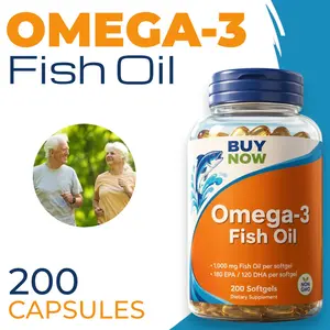 Omega-3 Fish Oil 1000mg - 180 EPA / 120 DHA - 200 Softgels Cardiovascular Support