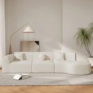 [Bellemave] 140" Modern Curved Sectional Sofa| High-Density Fully Compressed Spong| Fully Assembled Right Hand Facing| Soft Support Sofa for Living Room