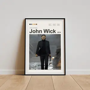 John Wick Poster John Wick Print Movie Print Living Room Poster Film Movie Art Minimalist Unframed 3 Minimal Posters (No Frame)