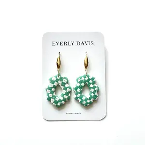Gingham Patterned Dangle Earrings