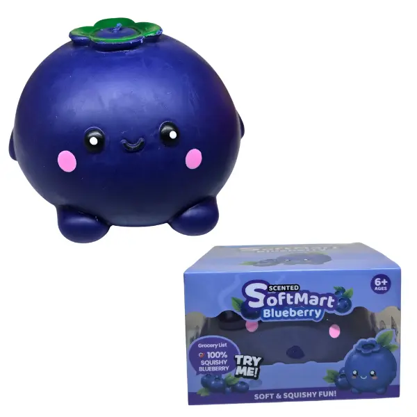 Jumbo Blueberry Squishy Cute Round Food Fruit Large Stress Relief Fidget Toy Bubble Gum Scented