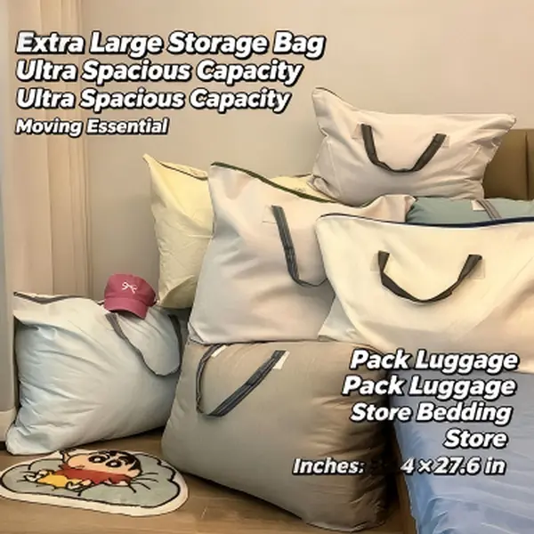 Random Color Heavy Duty Extra Large Zipper Storage Bag, Reusable Waterproof Organizer Tote, Portable Packing Bag for Moving, Dormitory, Quilt, Clothing, Household Sundries
