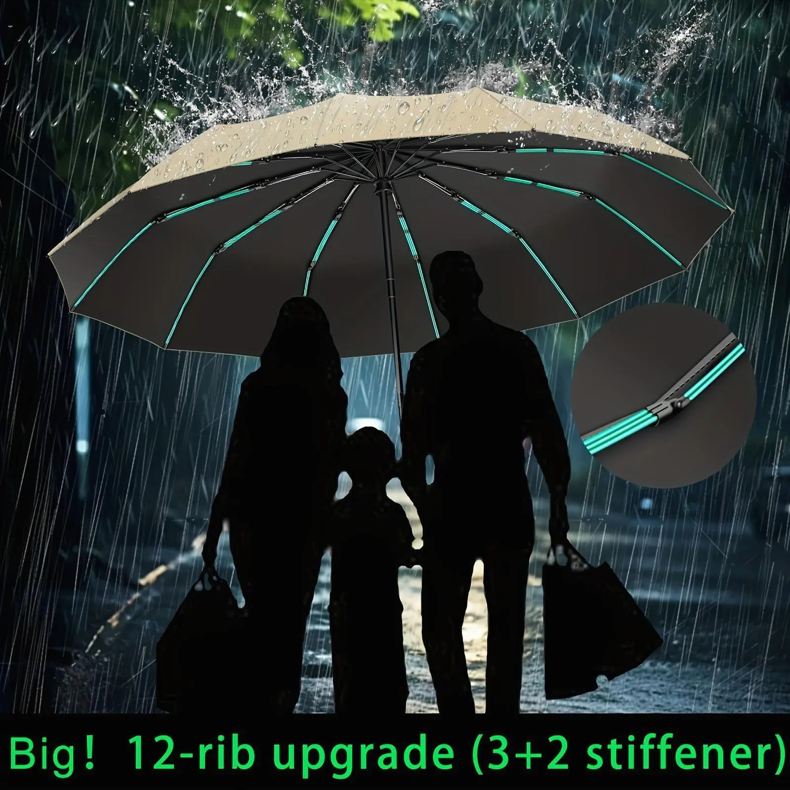Super Strong Windproof Automatic Folding Men Umbrella, 72/80 Bone Reinforced, Large Rainproof Sun Umbrellas Women