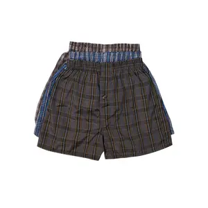 3 Pack Men's Cotton Blend Boxer Shorts Random Mixed Color Woven Relaxed Fit Boxers Breathable Underwear Button Fly Pouch Elastic Waist Menswear