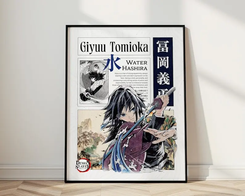 Giyu Poster, Demon Slayer Anime Decor, Giyuu Tomioka Aesthetic Art Print