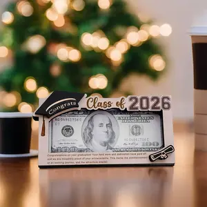 Graduation Gifts 2026 Money Holder, Wooden Graduation Money Cash Envelope Box for Class of 2026 Senior College University Graduates Holiday for Son Daughter