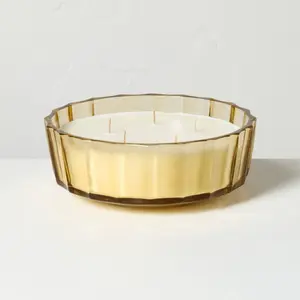 5 Wick XL Colored Glass Faceted Sandalwood and Terracotta Jar Candle 32oz - Hearth & Hand with Magnolia