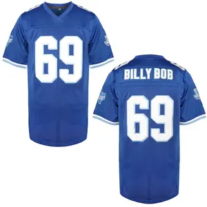 Billy Bob # 69 Texas Football Jersey Blue, Stitched Vintage Rugby Shirt for Men. Perfect Gift for Fans & Movie Lovers! V-Neck Short Sleeve, Size S-3XL. TikTok Viral Sportswear, Trending American Football Style. Christmas Eve gifts Holiday