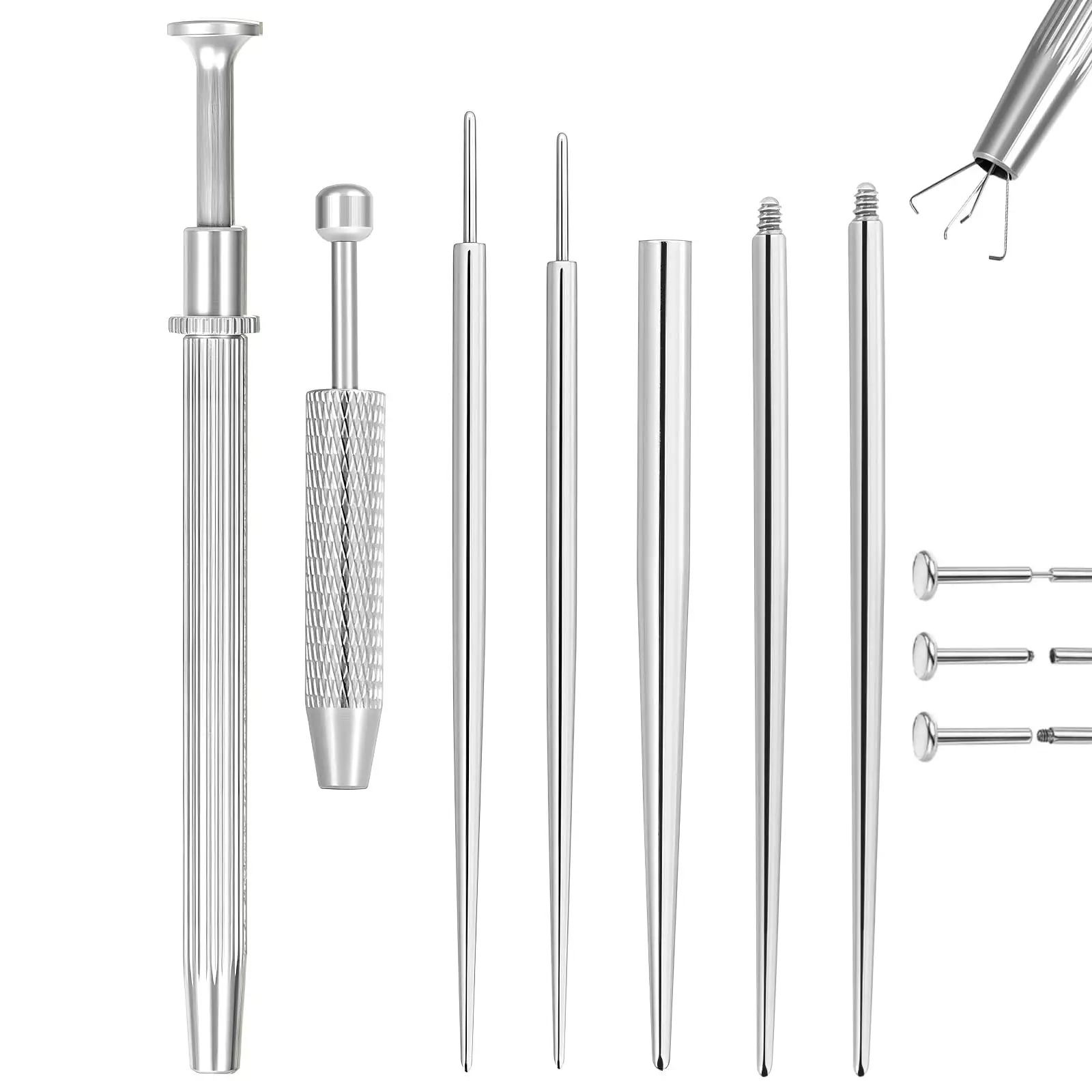 Taper Ball Grabber Tool For Changing - 14g 16g 18g 20g Threadless/internal Thread/external Thread Stainless Steel Flat Earrings Insertion Ear/nose/navel/lip/eyebrow/tongue