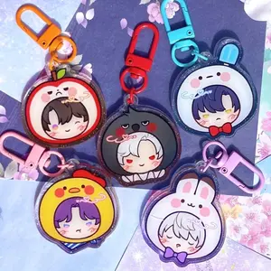 Love and Deepspace Acrylic Keychains: Double Sided Clear Epoxy Colored Acrylic Glitter Colorful Clasps