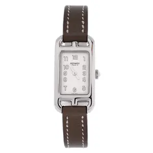 Pre-owned Hermes Nantucket Quartz Watch Stainless Steel and Leather 17 by Rebag
