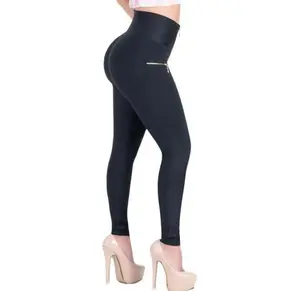 Ela Koa Women's Black High-Waist Leggings - Dressy, Comfortable, Breathable Street Style Bottoms with Zipper Details, All-Season Elastic Skinny Butt-Lifting Fitted Leggings for Everyday Outfits, Skinny Leggings