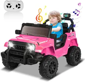 12V Kids Electric Ride on Car, Power Wheels with Parents Remote Control, Kids' Electric Vehicles for Boys and Girls, Battery Powered Off-Road UTV Truck, w/MP3 Player, Headlights, Red/pink/black
