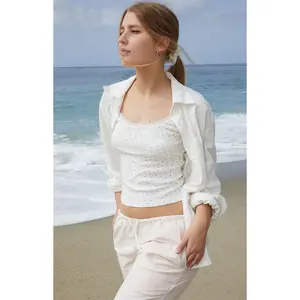 John Galt Women's Floral Pointelle Skylar Lace Pajama Tank Top