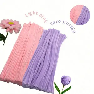 Value Pack 100Pcs Assorted Colors Flexible Fabric Pipe Cleaners With Step-By-Step Video 8mm/0.31inch Bolder DIY Craft Supplies For Handmade Decorations And Projects, Twister Set With Two Color Options, Pipe Cleaner Flower Kits