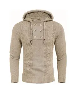 COOFANDY Men's Hoodie Sweaters Slim Fit High Neck Knit Pullover Sweater Fall Winter