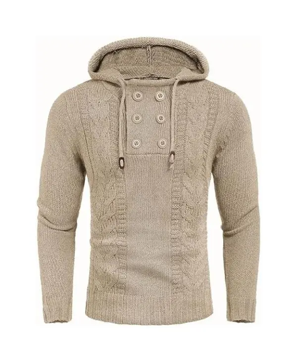 COOFANDY Men's Fashion Thick Turtle Neck Polyester Knit Pullover Hoodie, Slim Fit Tops for Fall Winter, Jumper, Sweatshirts, Casual, Fabric, Long Sleeve, Garment, Turtleneck, Menswear