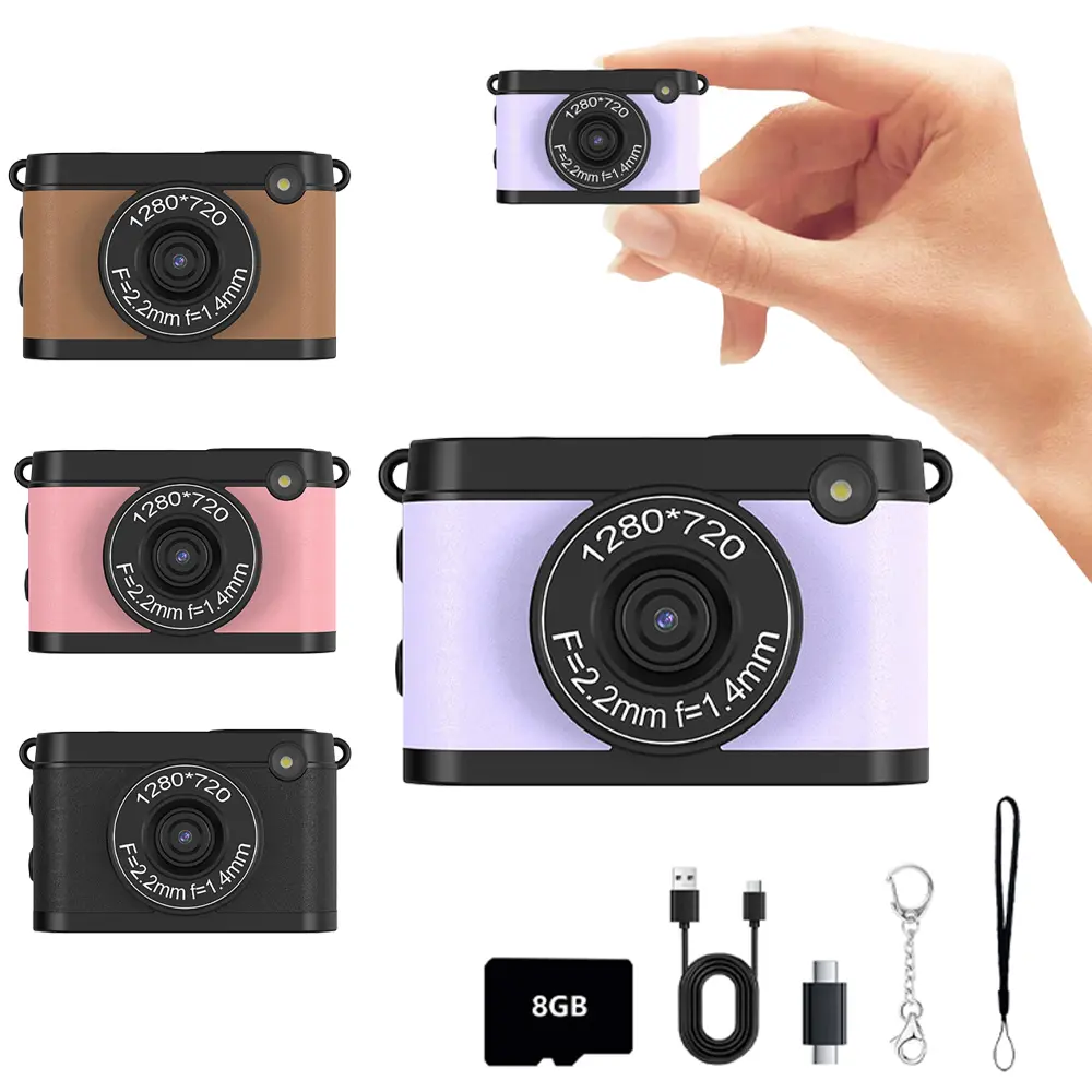 mini camerawith CMOS sensor, 720P video,built-in LED flashlight, SD card support