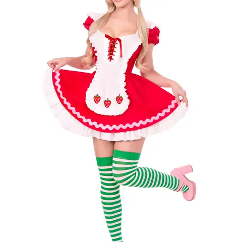 Leg Avenue Halloween Women's Berry Cutie Costume - Women's Fitted, Cute & Easy-to-Choose Outfit, Includes Bonnet, Ideal for Halloween Parties, Care Tips: Do Not Iron, Drip Dry