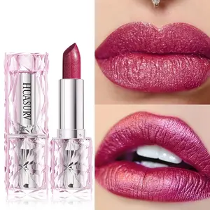 Huaturv Sexy Radiant Pearl Lipstick, Glam Metallic Lipstick, Long-Lasting Shine, Glossy, Natural Easy Application, Perfect Valentine Gift, Ideal for Dates & Festivals