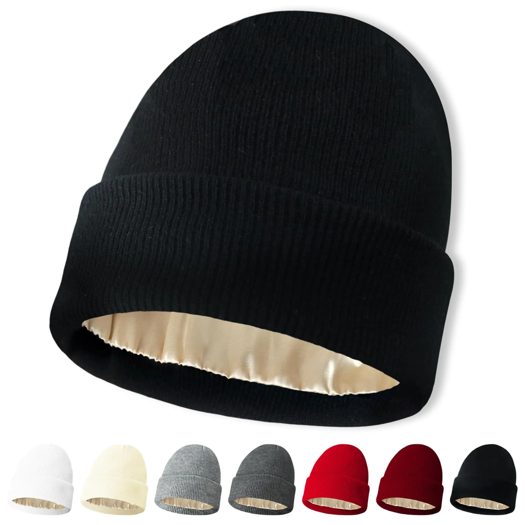 Womens Satin Lined Beanie Men Beanie Knit Silk Lined Winter Gift Hats Warm Cuffed Skiing Beanie Hats Cap Womens Satin Lined Beanie Men Beanie Knit Silk Lined Winter Gift Hats Warm Cuffed Skiing Beanie Hats Cap