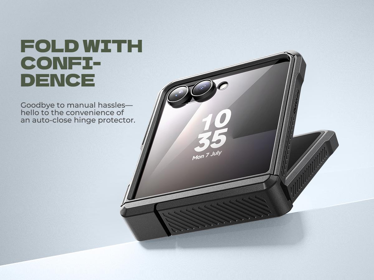 Dexnor for Samsung Galaxy Z Flip 7 Case with Dual Kickstands & Auto-Close Hinge Protection & Screen Protector, Full-Body Rugged Shockproof Protective Cover Bumper Cases for Galaxy Z Flip 7