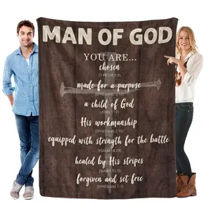 Christian Gifts for Men, Religious Gifts for Men Faith, Birthday Spiritual Inspirational Present for Christian Man, Bible Biblical Present for Man Blanket 50"X60" christmas birthday gift ideal flannel blanket