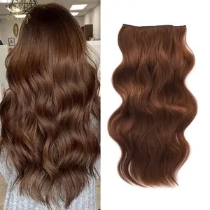 [QBEAUTY]  Blonde/Brown/Red  Clip- in Synthetic Hair Extensions Long Wavy 4PCS Thick Hairpieces  Double Weft Natural Hair Extensions for Women New Upgraded Lace Weft  Same Amount Of Full Hair With Lighter Weight All Day Comfort