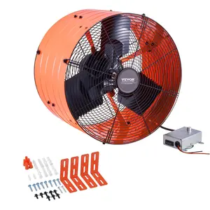 VEVOR Gable Mount Fan, 16 Inch Attic Exhaust Fan with Adjustable Thermostat & Outer Mesh, 2940 CFM House Ventilator Cools Up to 4200 Sq.Ft, Quiet Ventilation for Roof, Garage & Shop, Vibrant Orange