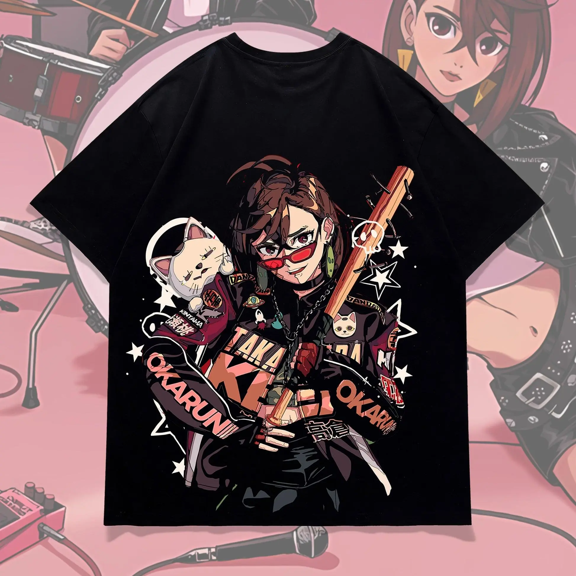 Unisex Cotton Tshirt with Dandadan Anime Graphic, Casual Cartoon Style Crew Neck Top for Men, Plus Sizes Available, Shortsleeve, Menswear