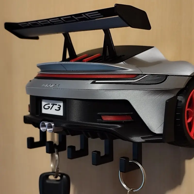 GT3 Sports Car Wall Key Holder - Premium 3D Printed Garage & Entryway Organizer