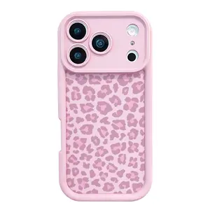 Cute Pink Leopard Pattern Phone Case for iPhone 17 Air 16 15 Pro Max 14 Plus 13 12 11 Shockproof Drop-Proof Full Coverage Camera Protection Soft Protective Cover Aesthetic Girl Style Gift TYJT260415009 Military Grade Rotating