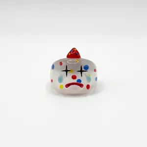 The Clown ⋆ ˚｡⋆୨୧˚ Hand-Painted Bubble Ring ⋆ Retro Statement Stacking Ring ⋆ Made in NYC