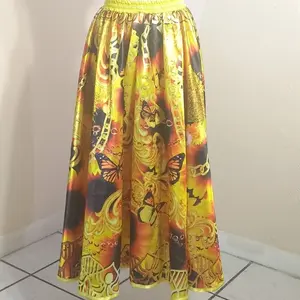 Saya de Satin Quilla Oshun Print 80cm Long One Size Fits S to XL Versatile Satin Skirt for Multiple Occasions
