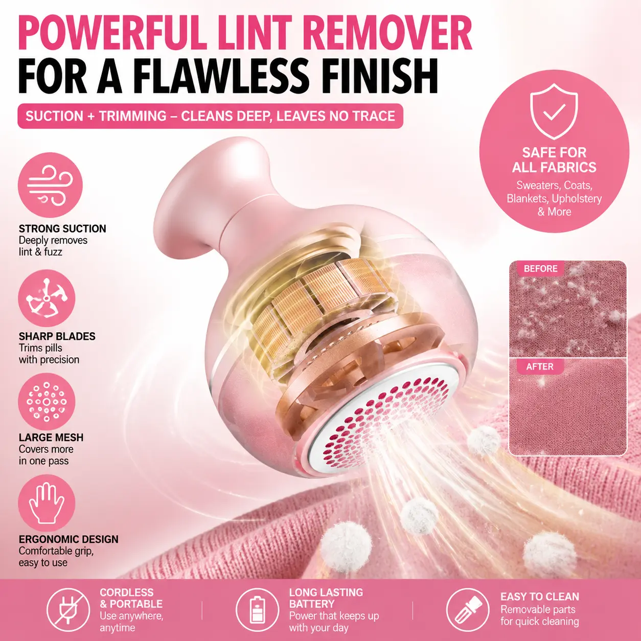 Portable Lint Remover, New Cross-Border Lint Shaver for Clothes, Home Use Fabric Scrubber/De-piller Device, Anti-Pill Tool