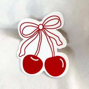 Bows & Cherries Sticker, Phone Cases, Laptops, Water Bottles, Coquette, Water Resistant, Cherry Sticker, Bow Sticker, Laptop, Stickers, Trending, Trending Sticker, Trendy Item