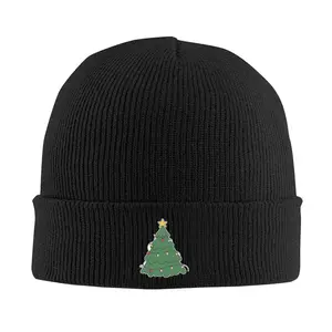 S&T Christmas Green Star Pattern Knitted Hat - Lightweight Headscarf with Holiday Tree Design, Soft Elastic Fabric, Perfect for Autumn and Winter, Suitable for Everyone, Christmas Hat, Winter Headwear, Seasonal Fashion, Holiday Accessories, Holiday