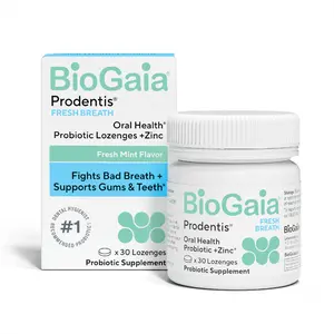 BioGaia Fresh Breath Dental Probiotic Lozenges with Zinc - Dual Action Formula for Bad Breath & Halitosis Relief - 30 Fresh Mint Flavored Lozenges - Optimal Oral Health Support