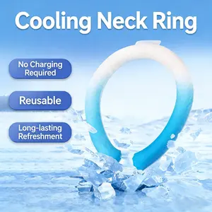 Gel Ice Collar for Neck, PCM Cool Neck Band, No Need to Pour Water, TPU Reusable Cooling Scarf for Air Travel & Outdoor Sports