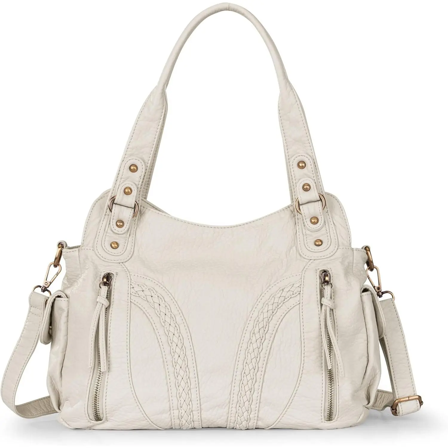 Soft Washed Leather Hobo Bag for Women - Large Casual Slouchy Shoulder Purse with Adjustable Crossbody Strap, 2-Way Carrying Options, Adjustable Strap