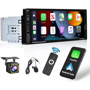 6.9 Inch Wireless Carplay Android Auto Car Stereo Single Din Touch Screen Car Radio with Bluetooth 5.0 Support Android Auto Mirror Link FM EQ SWC, Car Audio Receiver with USB/SWC/MIC/AUX-in