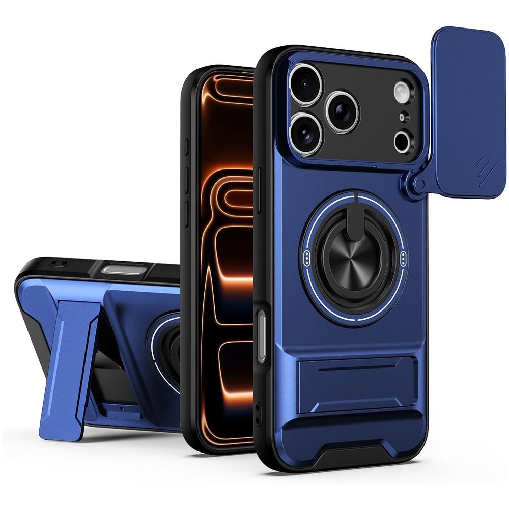 Slide Lens Protection 360° Rotate Magnetic Ring Kickstand   Shockproof Heavy Duty Protective Cover Ultra Thin Compact Design for iphone 17 pro case Pro Max/16 pro max cases/15/14/13/12/11 Series & Samsung mobile phone series with Protector