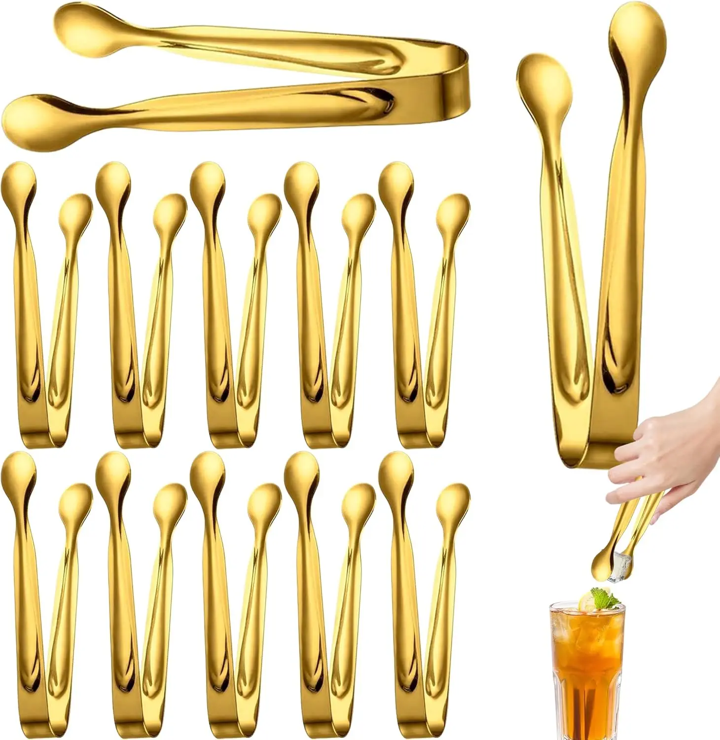 12 Pack Mini Serving Tongs, Stainless Steel Small Appetizer Tongs, 6 Inch Ice Tongs Sugar Tongs Mini Tongs for Appetizers Desserts Ice Bucket, Tea Party, Coffee Bar