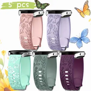 5pcs/set 20mm-22mm Silicone Watch Bands, Watch Straps, Smart Watch Straps, Compatible with Samsung Galaxy Watch Active 2/3/4, Gear S2, Durable & Comfortable Design