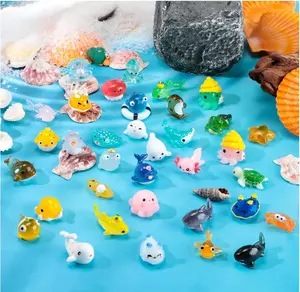 36 Pcs Mini Ocean Resin Animals Tiny Sea Animals Figurines Bulk Marine Miniature Plastic Creatures for DIY Fish Tank Aquarium Ornaments Potted Micro Fairy Garden Dollhouse Decor (Cute)