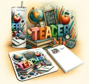 Personalized Teacher Gift Set – Tumbler, Mousepad & Memo Pad with Name
