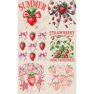 SUMMER VIBES (STRAWBERRIES) PREMADE GANGSHEET  - 22X36  DTF TRANSFERS - DIRECT TO FILM