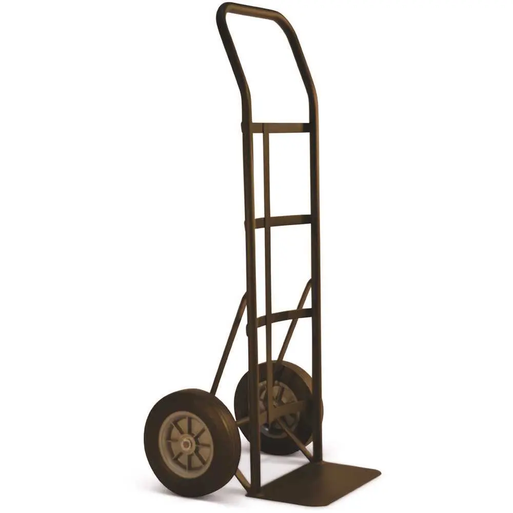 Milwaukee Powder Coated Steel Flow Back Handle Truck with Solid Rubber Tires on Steel Hubs, 10" Wheel Size, 4 Horizontal Straps, 20" Depth, Steel Frame